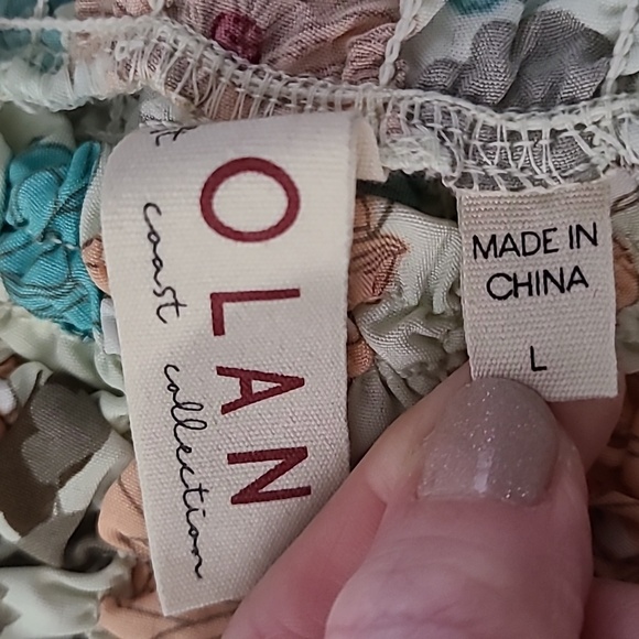 Anthropologie Dolan Left Coast Printed Pebble-Smocked Turtleneck Top Sky Large - Picture 7 of 9